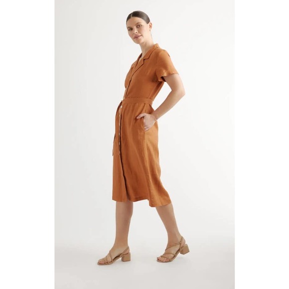 Quince Dresses & Skirts - 100% European Linen Button Front Dress NWT Medium Terracotta